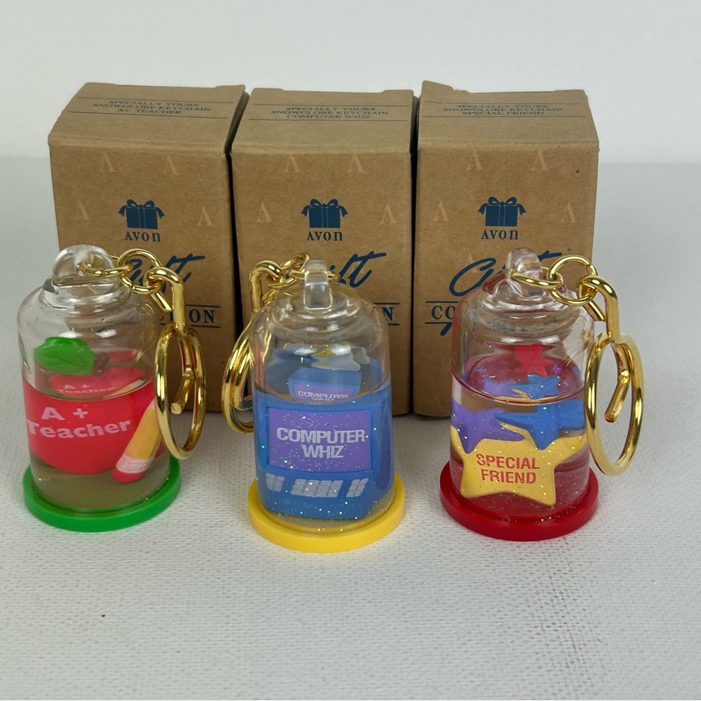 Avon - NIB - VTG - Specially Yours Snowglobe Keychain (3 included in listing)